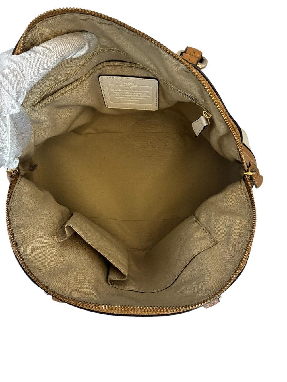 Coach Two-Tone Tan and Cream Dome Satchel - Picture 10 of 11